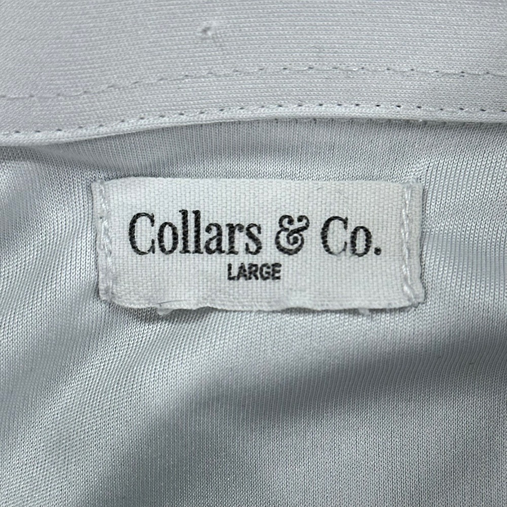 Collars & Co. Dress Collar Polo Mens Large White Short Sleeve Performance Casual - Picture 3 of 9